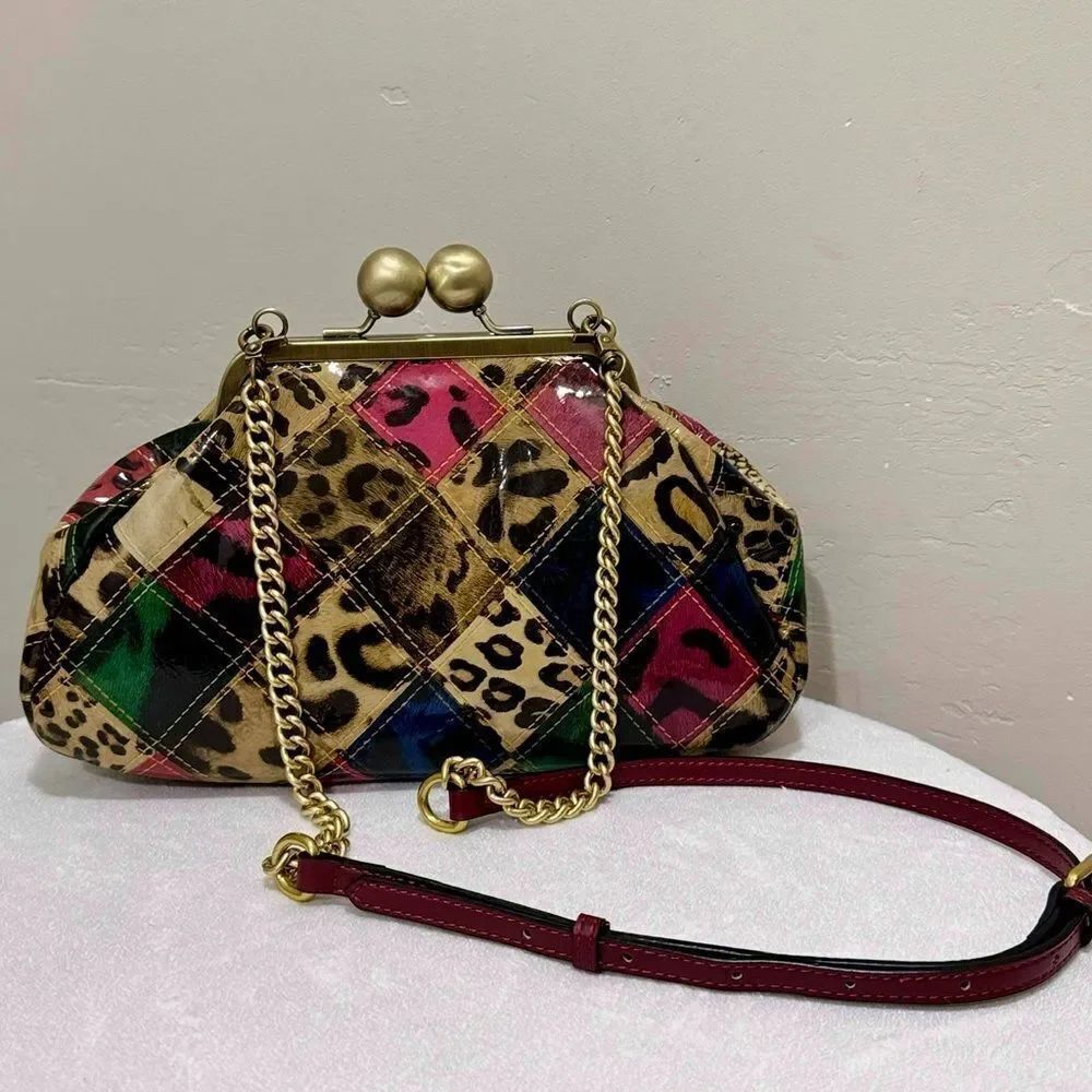 Unique Genuine Patent Leather Handmade Kisslock Purse/Shoulder Bag/Crossbody